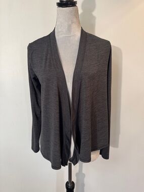 DSG Open-Front Charcoal Gray Draped performance Cardigan EUC S